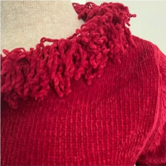 Designers Originals Studio Chenille Long Sleeve Sweater Fringe Collar Size Small - Picture 5 of 7